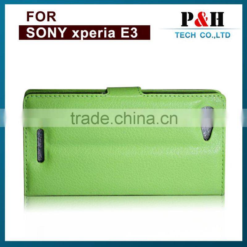 2015 Black Slim Black Hard Cover Flip Mobile Phone Case For Sony Xperia e3