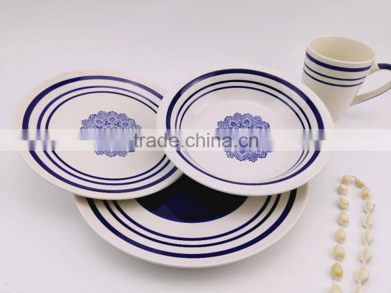 16pc fine stoneware hand painted dinnerset service for 4/ AB grade/2016 popular design/porcelain dinner plate