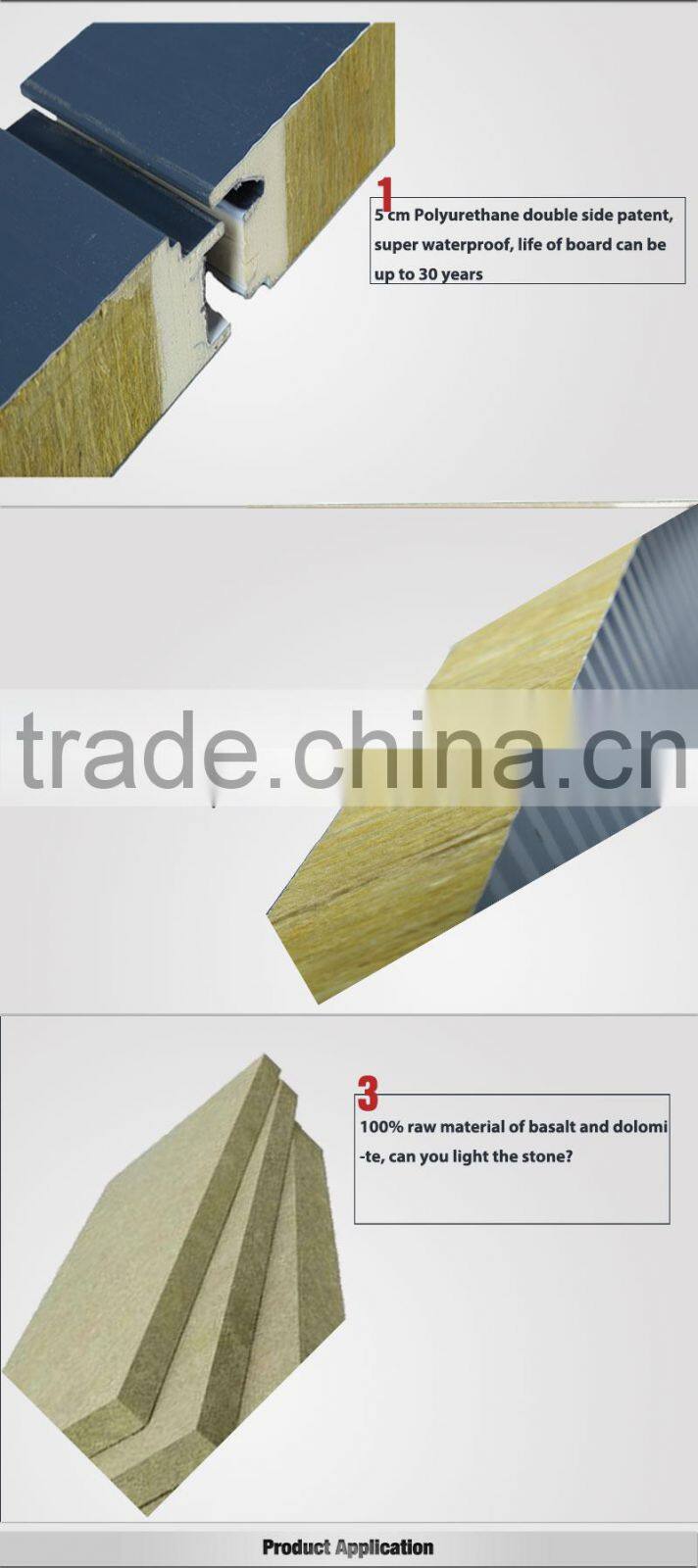 Multi-Function Fire Resistant Building Material Rockwool Sandwich Panel