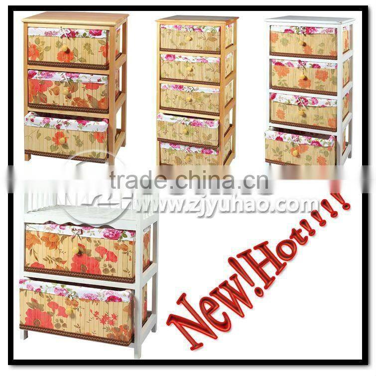 Home Use 3tiers Striped Storage Cabinet