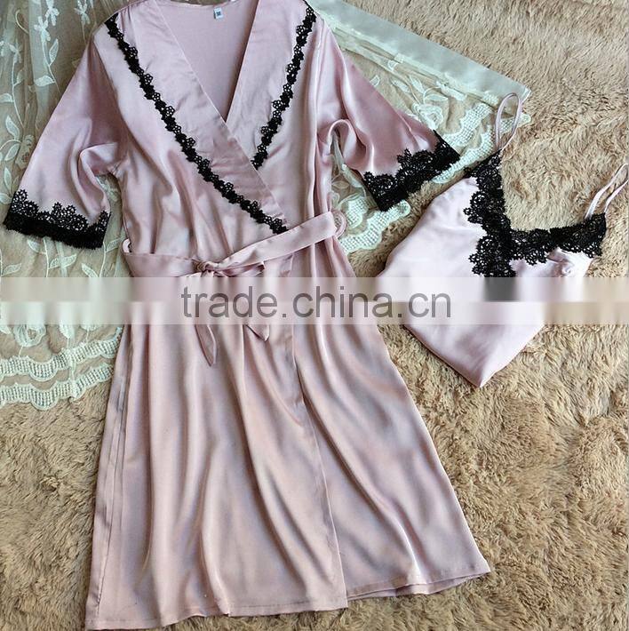 100% silk women sexy pajamas two piece suit