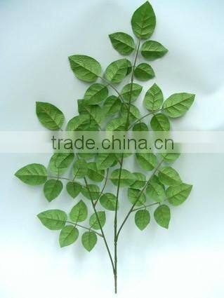 Fake Leaves For Decoration H59cm Green Artificial Rose Leaves Branch