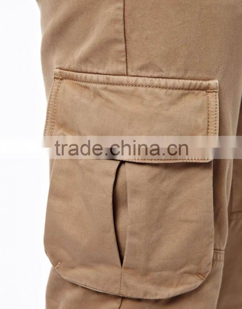 2015 khaki wholesale mens cargo pants with side pockets JXH022