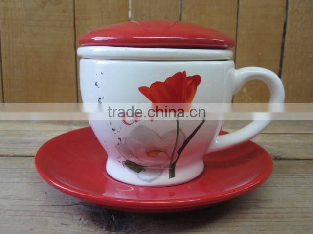 Ceramic Kitchen Serving Dish Tray with Wood Frame