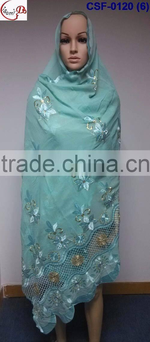 CSF-0120(8) 2016 hot sale Muslim scarf, embroidery scarves, shawls, wrap and pashmina