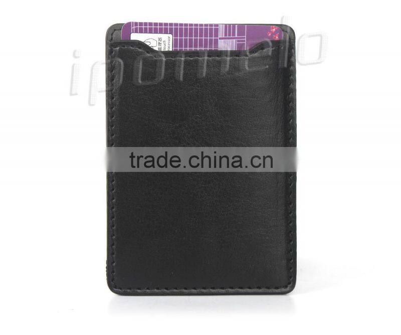 2015 new products leather card holder with 3M sticker fitting for mobile phone