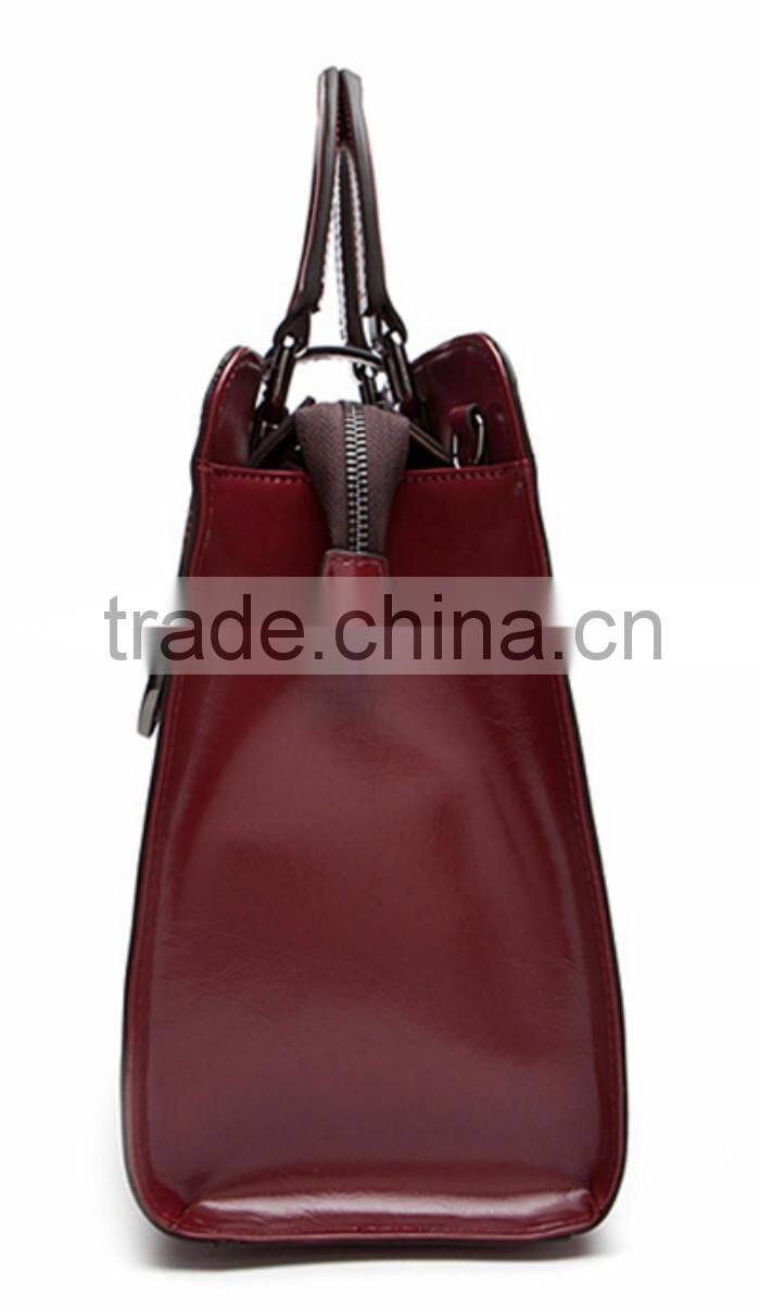 2015 Latest fashion casual Wine red leather handbags sale