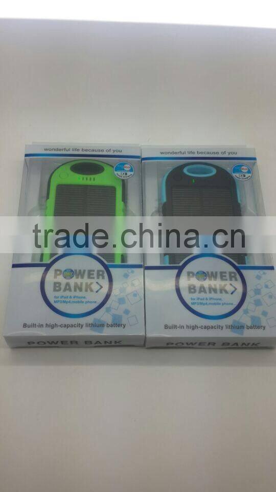 5000mah waterproof outdoor use power bank solar