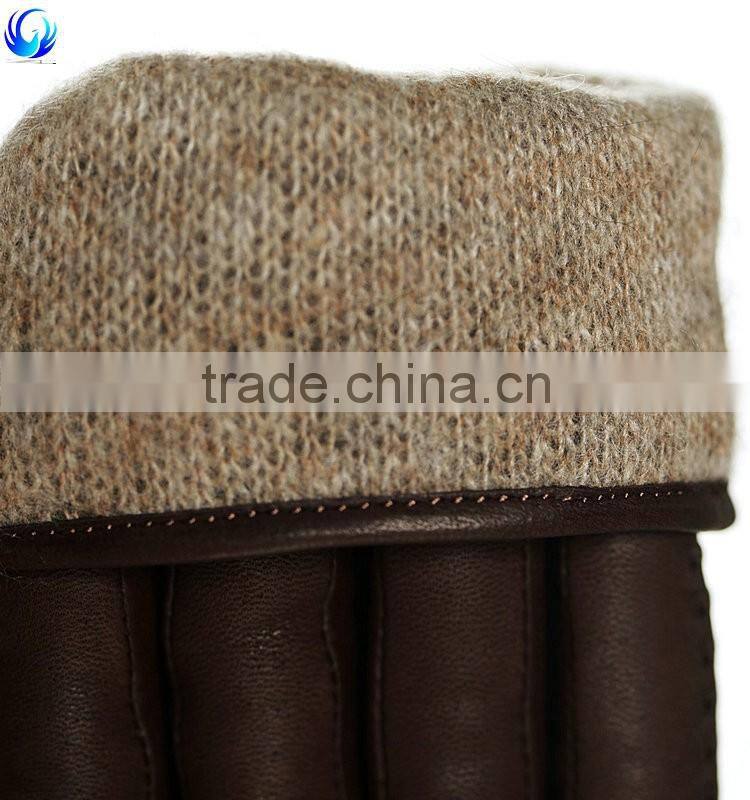 2016 fashion ladies cashmere lined sheepskin leather smart touch gloves