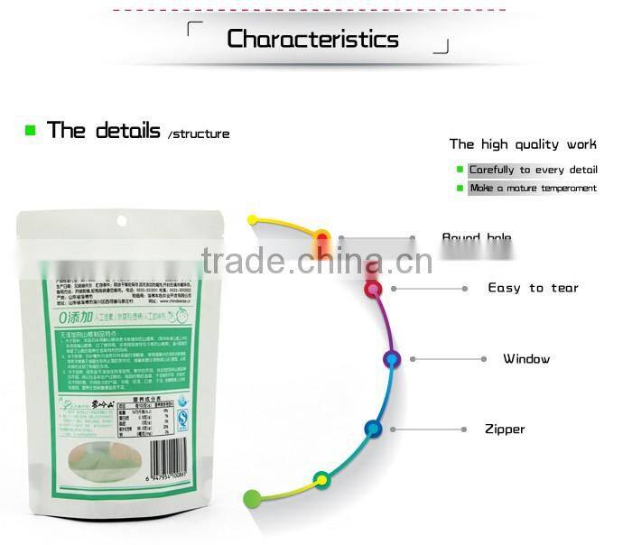 Custom design reusable nuts food pouch packing zipper by standup