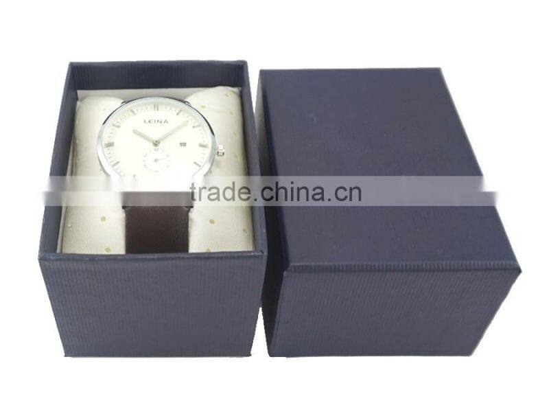 Good quality classic watch box dark blue watch case for mens watch on alibaba