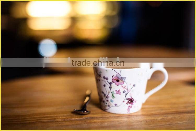 Wholesale Promotional Custom Rural Style Floral Ceramic Coffee Cup