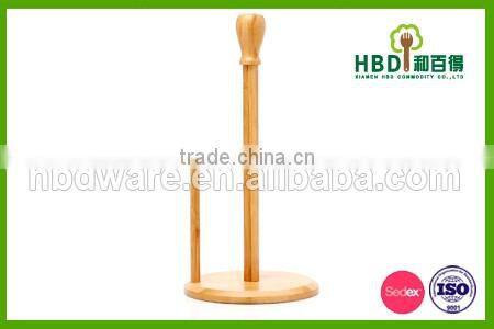 BSCI factory High quality bamboo wood Kitchen roll holder, roll holder wholesale