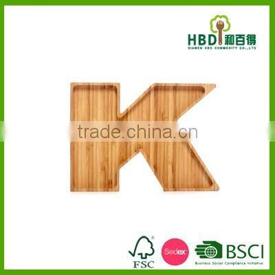 Hot new products for 2016 Letter bamboo snack tray wholesale