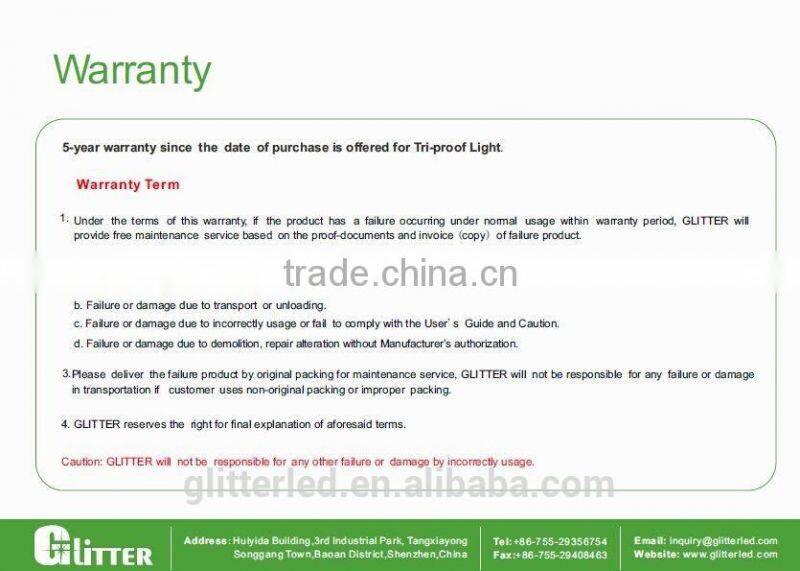 Outdoor Project LED lamp industrial IP65 LED Tri proof light fixtures,CE,ROHS