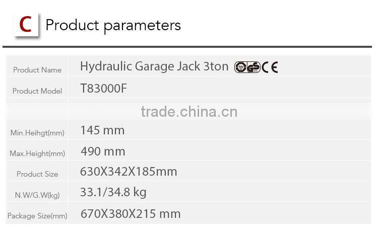 Hot sale 3T Torin BigRed Hydraulic Garage Jack, Patented product