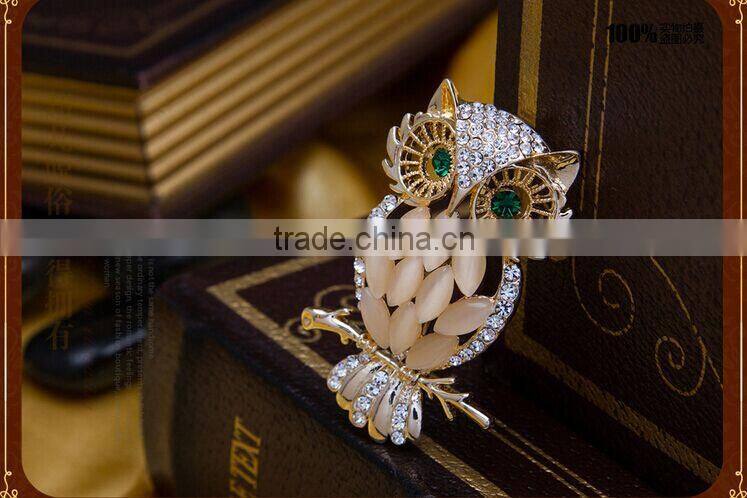 Fashion channel opal owl brooch korea for unisex wholesale