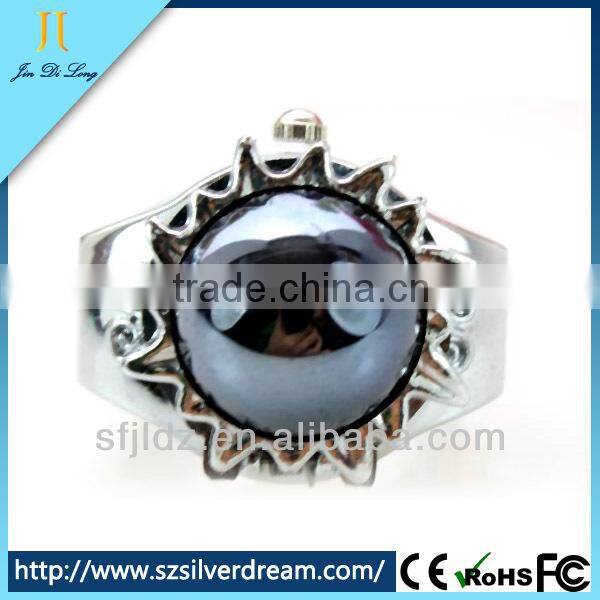 New Arrival Elegant Watch Black Pearl Ring Finger Ring Watch