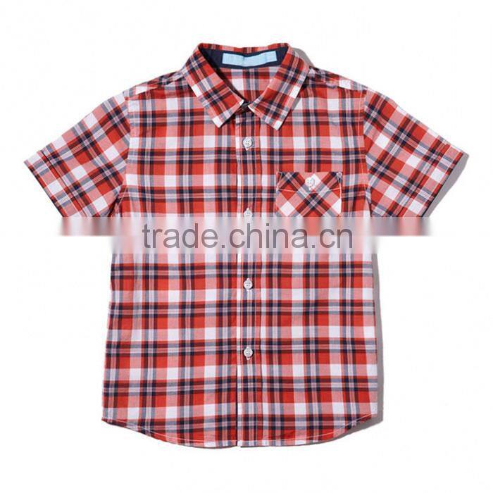 Kids dresses cheap cotton branded latest style custom checks boy shirt