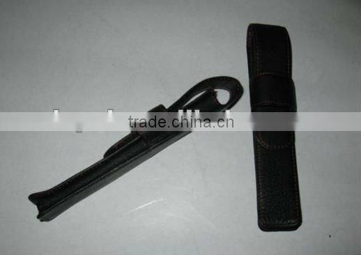 genuine leather black color pencil bag for medical use