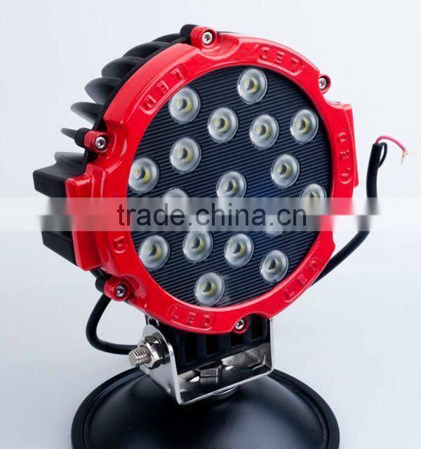 hot sale led working light for truck, red 51 watt 7'' jeep led