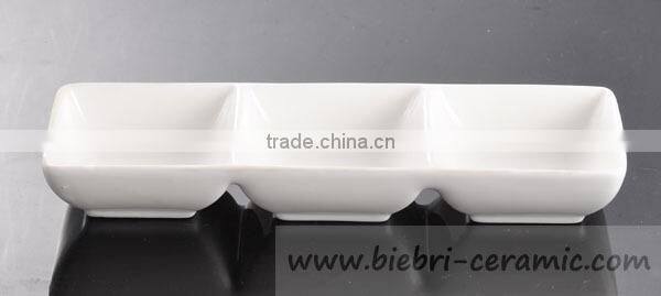 Super White Excellent Quality Ceramic Porcelain Partion Divided Portion Plates Dishes For Restaurant Hotel Party Wholesale