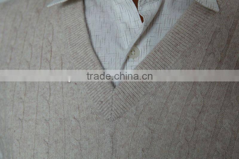 pure cashmere man cable v-neck vest/sleeveless
