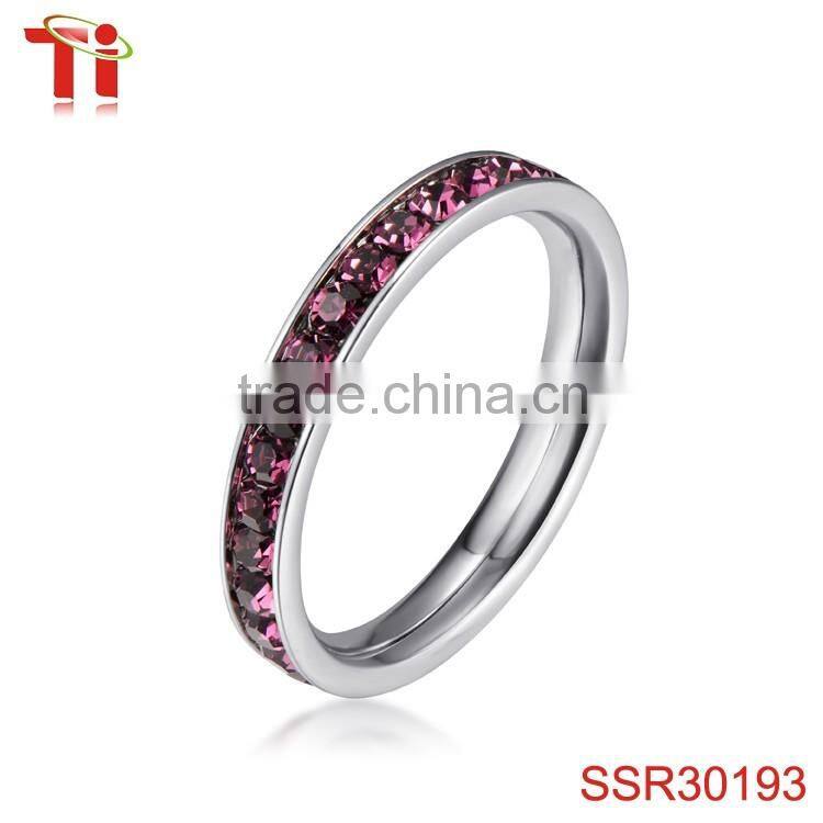 316L Stainless Steel Peridot Green Cubic Zirconia CZ Eternity Wedding 4MM Band Ring