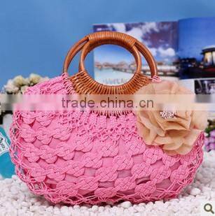 paper straw crochet lady handbag/straw bag
