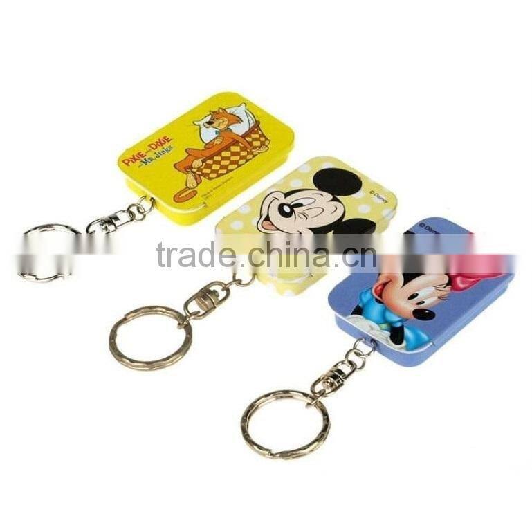 promotional cartoon decoration small tin box with sliding lid coin holder key chain wholesale