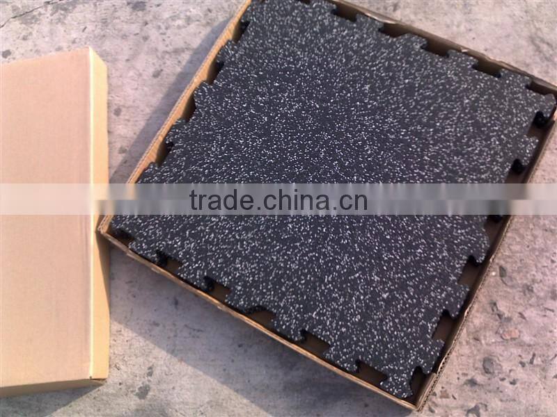 speckled recycled rubber gym flooring, black with red white green yellow grey blue or mixed color