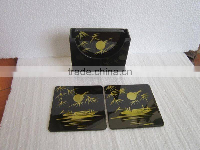 Lacquer box with 6 coasters for home or restaurant nice product from Vietnam