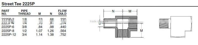PF2225 Street Tee, Brass Pipe Fitting, Auto parts