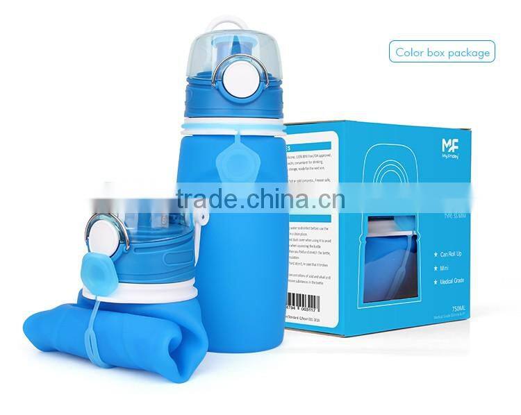Excellent Silicone Material 16OZ Collapsible Water Bottle