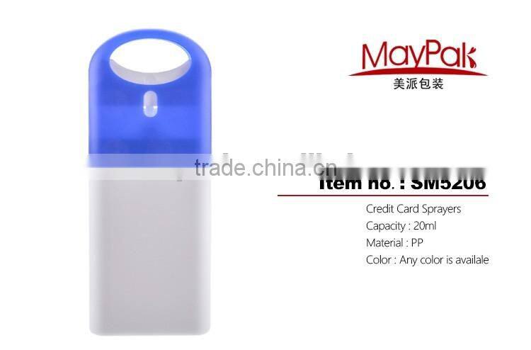 Portable bule and white color 20ml credit card sprayer bottle