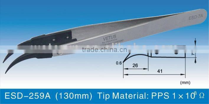 ESD-259 Fine Tips Replaceable Tip Stainless Steel Tweezers