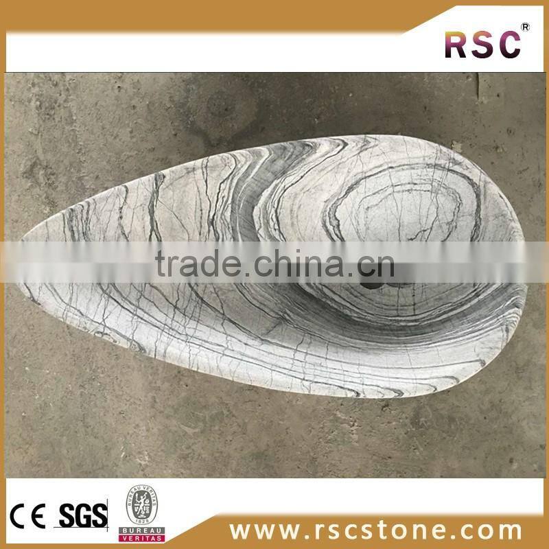 White unique bathroom sinks with black veins