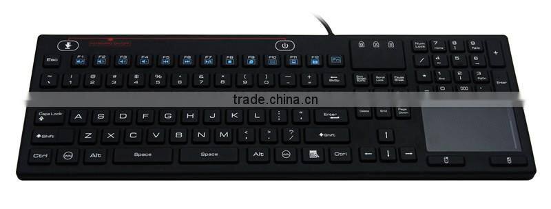 Industrial Silicone Keyboard 106 keys and 12 functional keys with Touchpad waterproof IP68