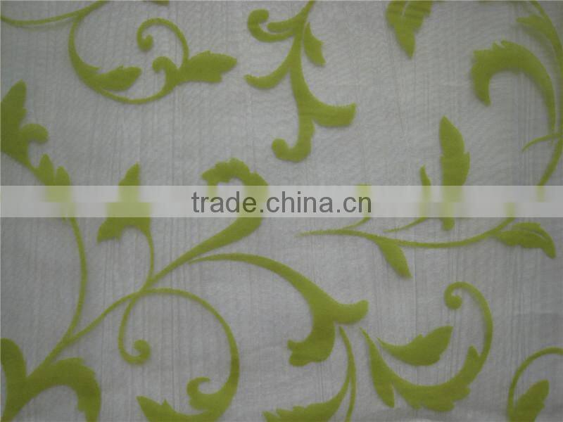 Spring Leaves Flocking Organza Fabric Roll