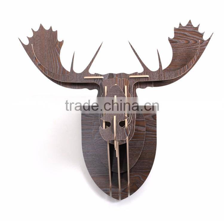 indoor wall mounted wooden deer head decoration