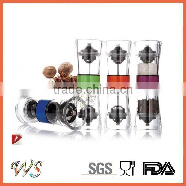 WS-PG22 Clear Spice Acrylic Plastic Bottles Pepper Grinder, salt pepper shaker