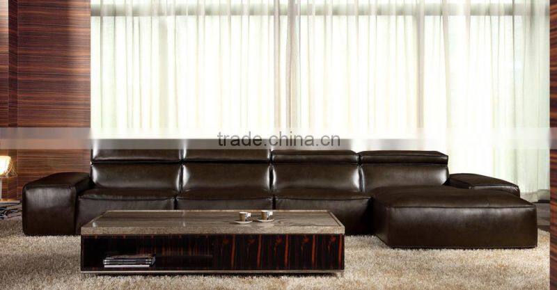 Italian Comfortable Brown Color Corner leather sofa