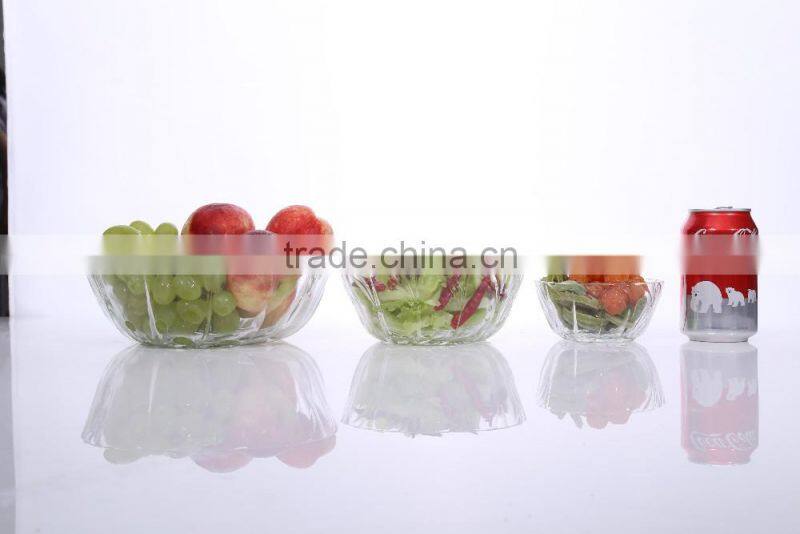 Set 3 Clear Cheap Large Glass Salad Bowls
