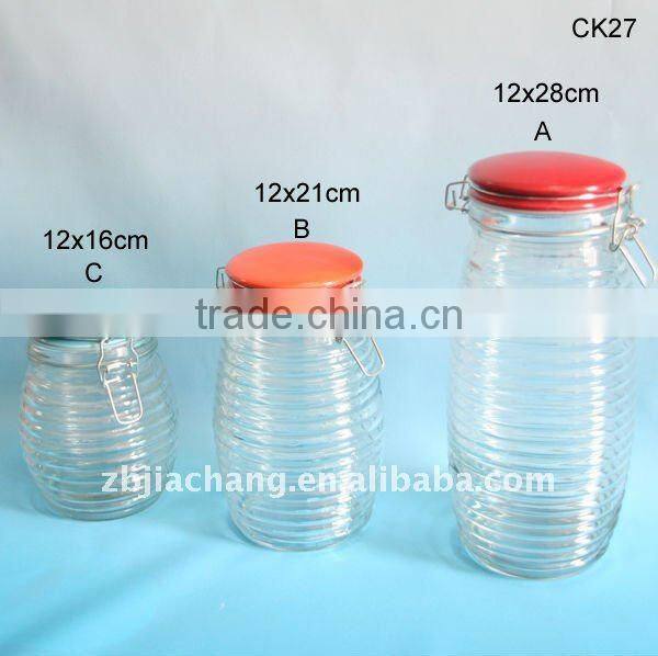 clear glass food container jar with ceramic lid