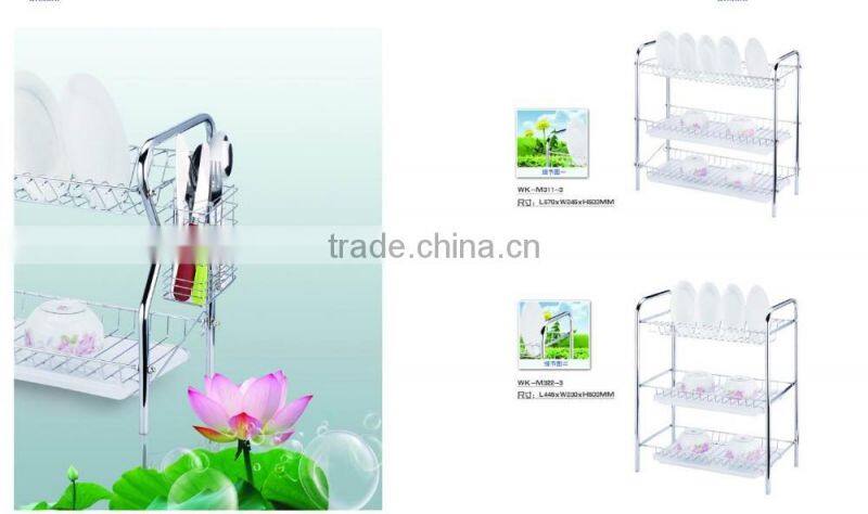2016 two tiers Iron and chrome plated dish drainer