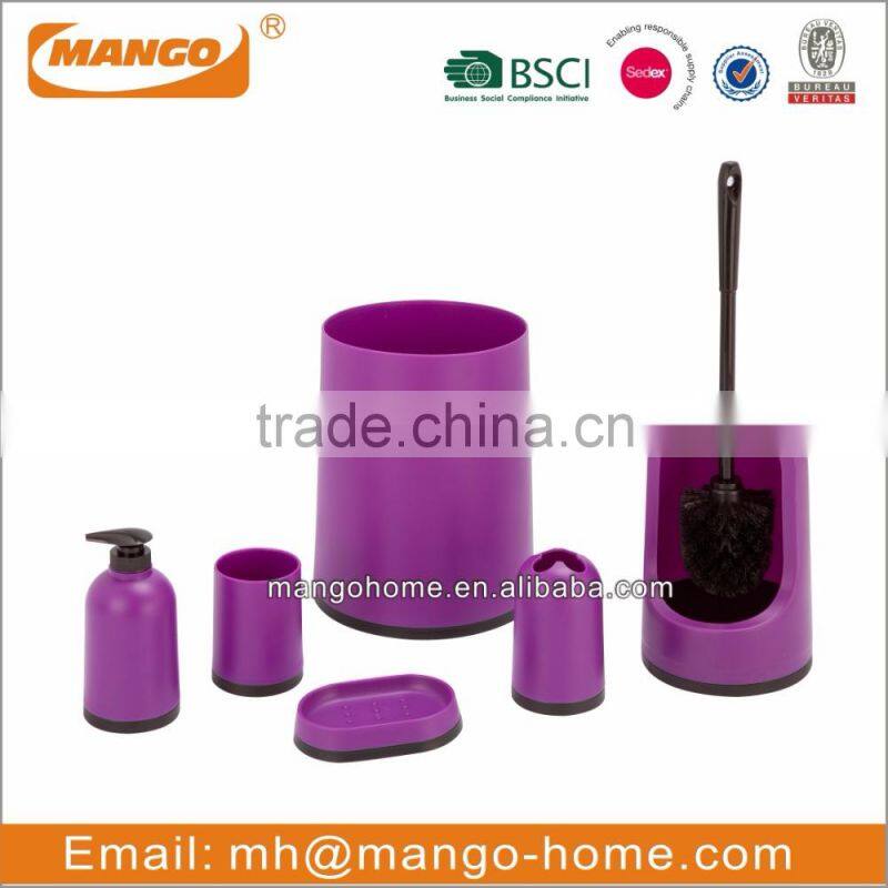 6pcs Purple Plastic Bathroom Set