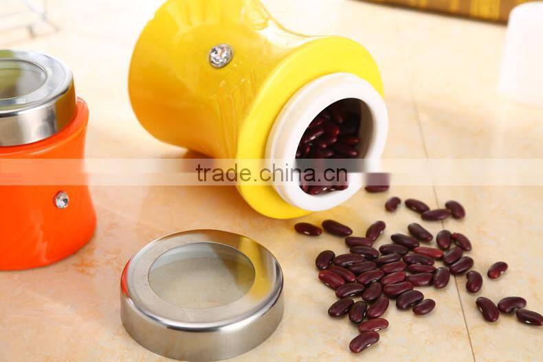 ceramic Canister with stainless steel stand