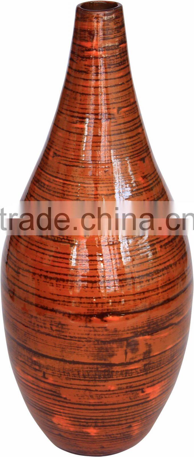 Spun bamboo vases, decorative flower vases with lacquer finish