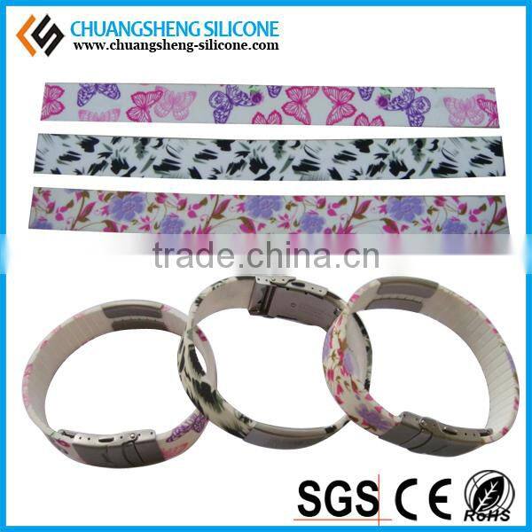 qr code silicone bracelet with metal clasp with factory price