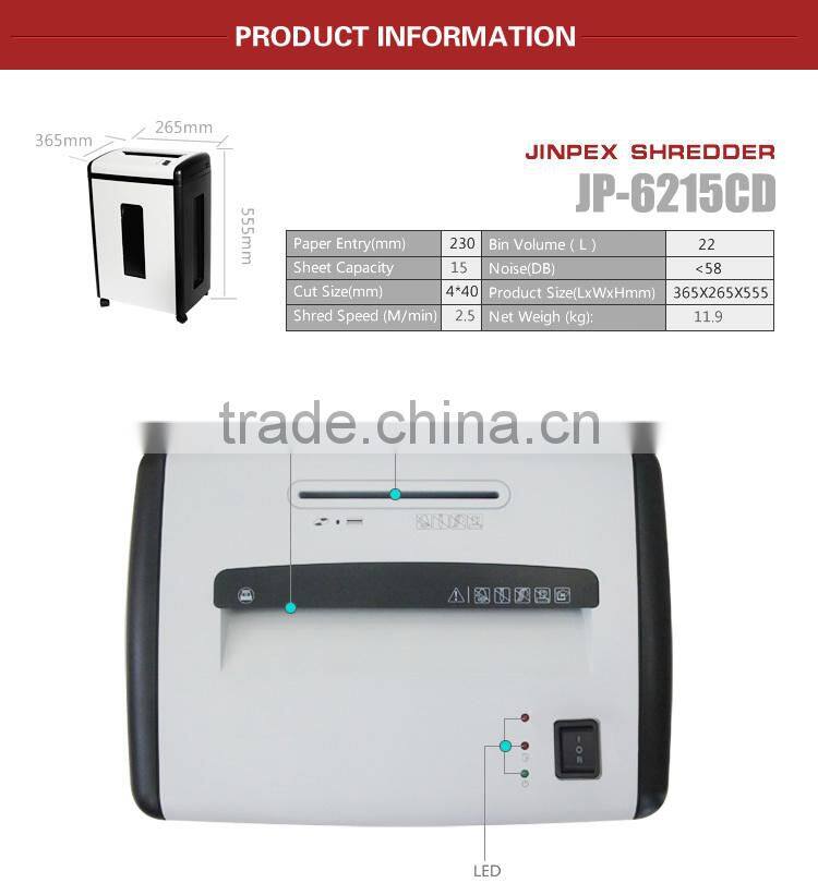 JP-6215CD Best Seller office paper shredder cheapest Cross Cut A4